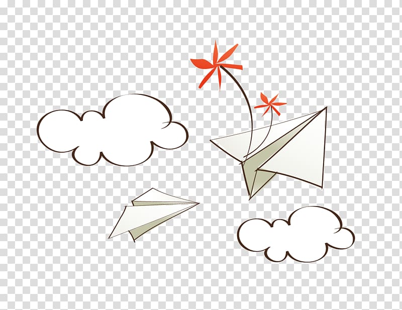 Paper Airplane , paper airplane cartoon clouds creative transparent background PNG clipart