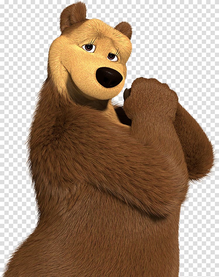 brown bear animated character, Masha Asian black bear Animation Adventure Film, masha and the bear transparent background PNG clipart