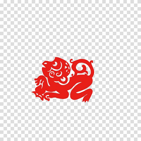 Papercutting Chinese New Year Monkey Fu , Monkey Cartoon Creative transparent background PNG clipart