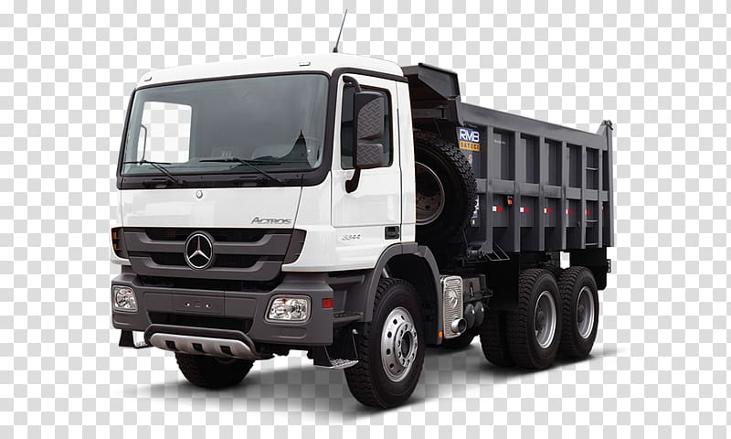 white and black Mercedes-Benz dump truck, Mercedes-Benz Actros Car Dump truck, lorry transparent background PNG clipart