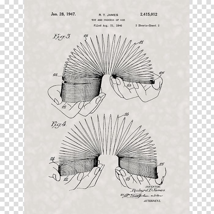 Slinky United States Patent and Trademark Office Patent drawing Google Patents, toy transparent background PNG clipart