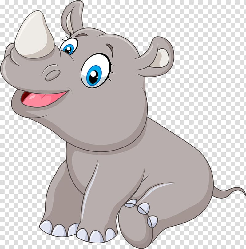 gray animal movie character illustration, Rhinoceros Hippopotamus Cartoon , Naughty rhino transparent background PNG clipart