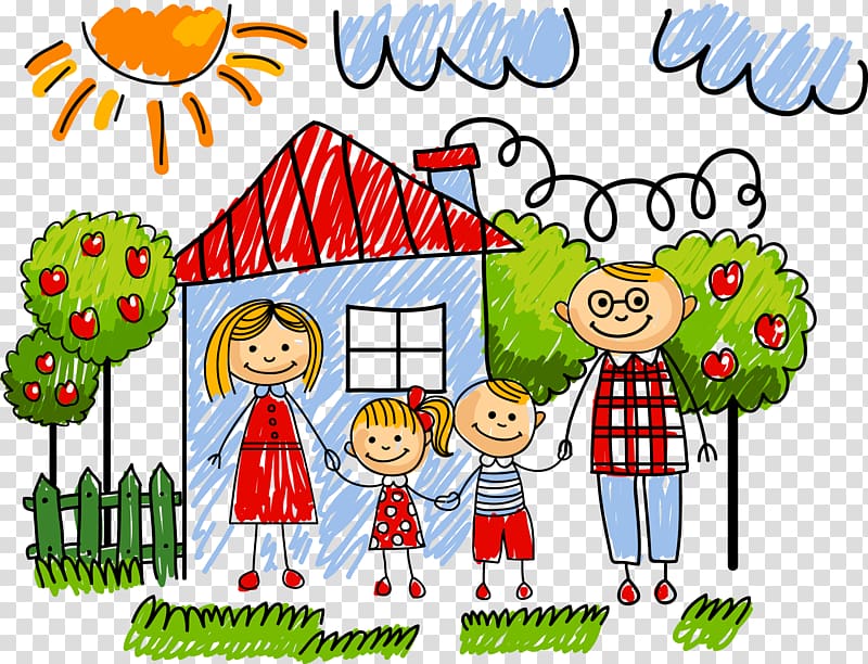 Cartoon Illustration, Cartoon happy family transparent background PNG clipart