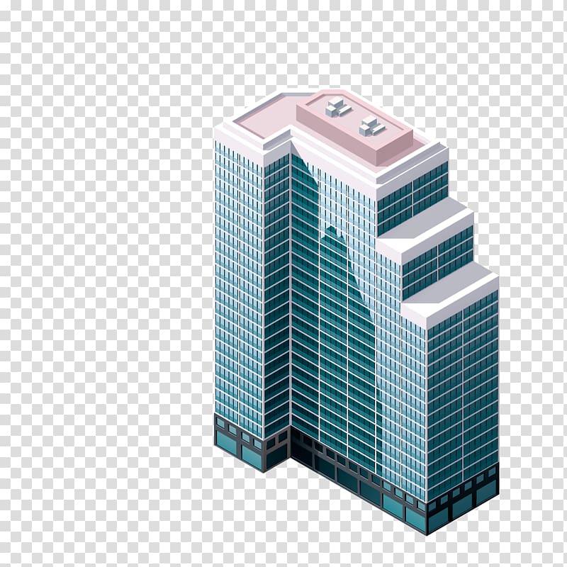 high-rise building illustration, Building Isometric projection Stereoscopy Architecture, material stereo model transparent background PNG clipart