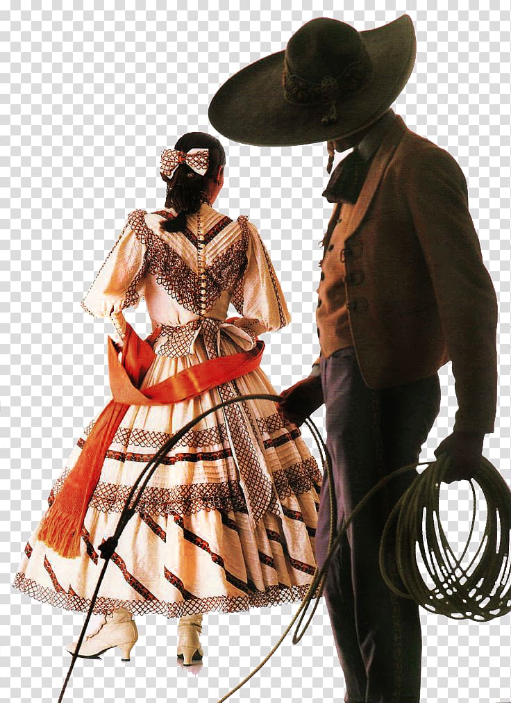 men's brown coat and women's orange traditional dress, Mexico Charro Escaramuza charra Charreada La Calavera Catrina, RODEO transparent background PNG clipart