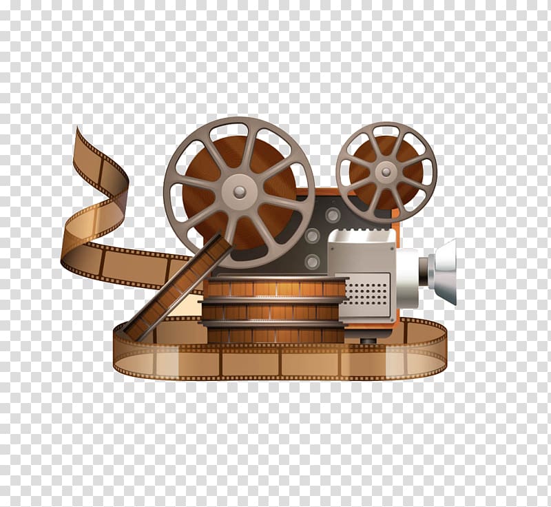 Angled view of Vintage 8 mm Movie Projector with Film Reels. Film