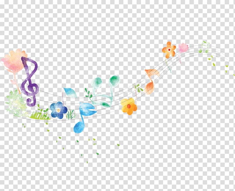 , Flower musical elements transparent background PNG clipart