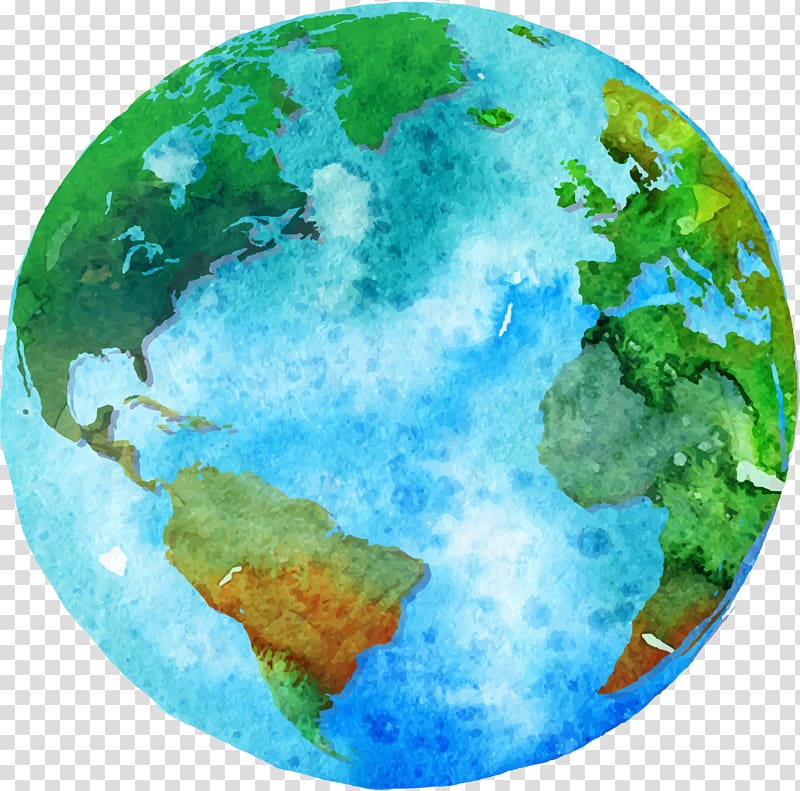 green and blue earth illustration, Earth Day United States Globe Craft, hand painted earth transparent background PNG clipart