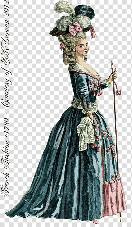 18th century Baroque Rococo France Fashion plate, 18th century transparent background PNG clipart