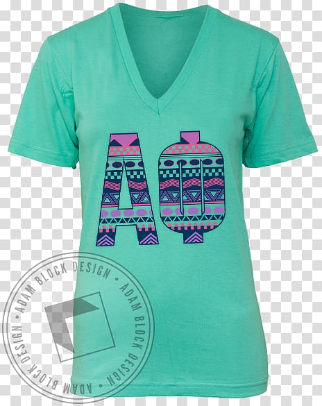 T-shirt Green Sleeve Turquoise, geometric block transparent background PNG clipart