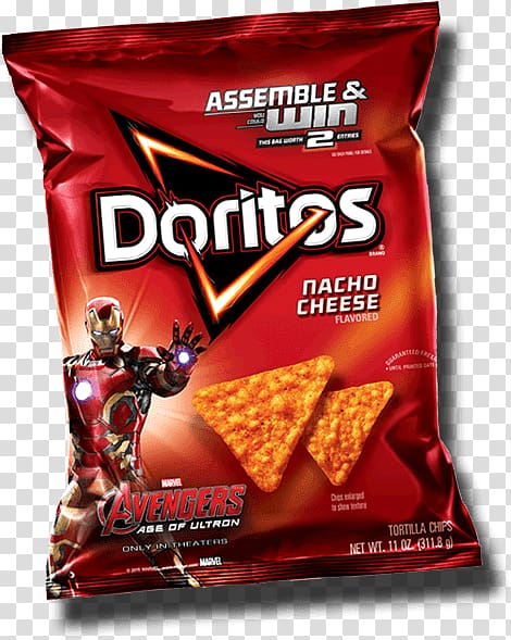 Doritos Avengers Age of Ultron chipbag, Doritos Nacho Cheese Avengers transparent background PNG clipart