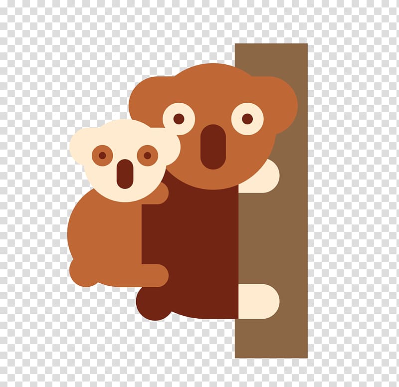 Koala Illustration, Cartoon brown flat bear transparent background PNG clipart