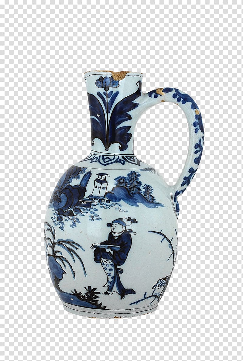 Jug Blue and white pottery Vase Ceramic Pitcher, artwork transparent background PNG clipart