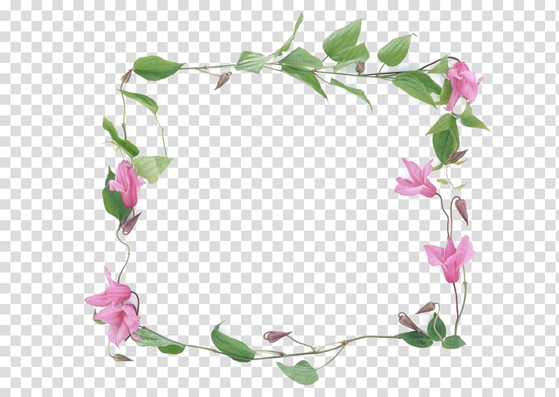 pink petaled flowers border illustration, Flower frame , Garland border transparent background PNG clipart