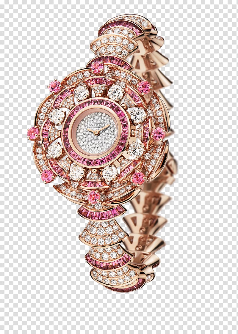 Watch Bulgari Jewellery Gold, Bulgari diamond jewelry watches watches the female form rose powder transparent background PNG clipart
