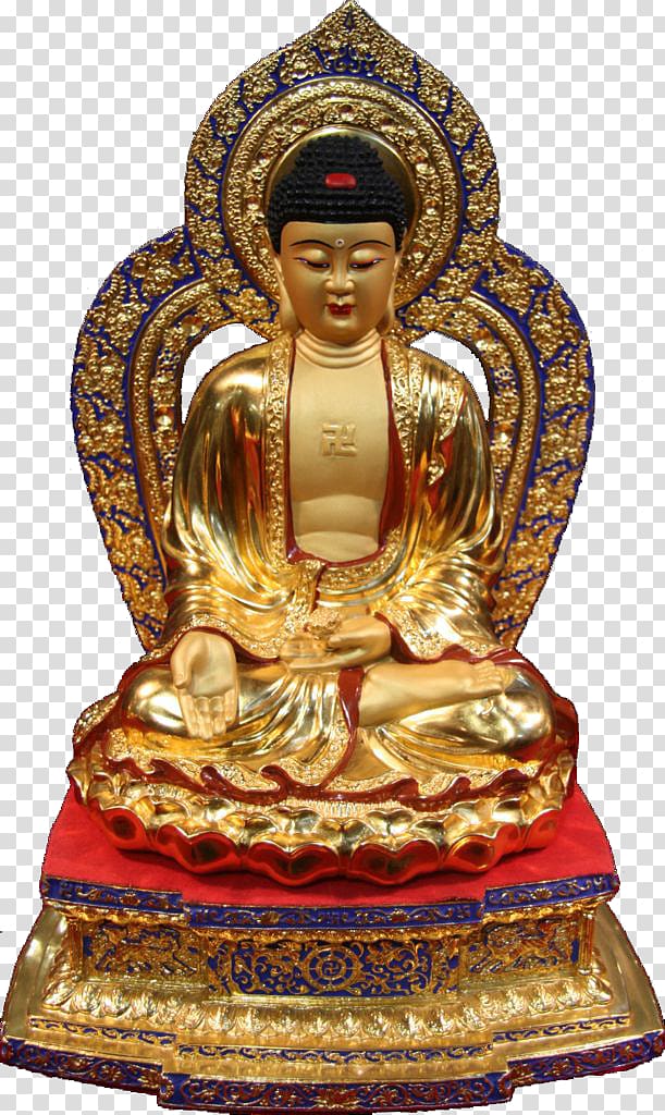 Golden Buddha Shakya Sakya Muni Buddha Gaya Temple The Buddha Buddhism, Shakya Muni painted Golden Buddha statue transparent background PNG clipart