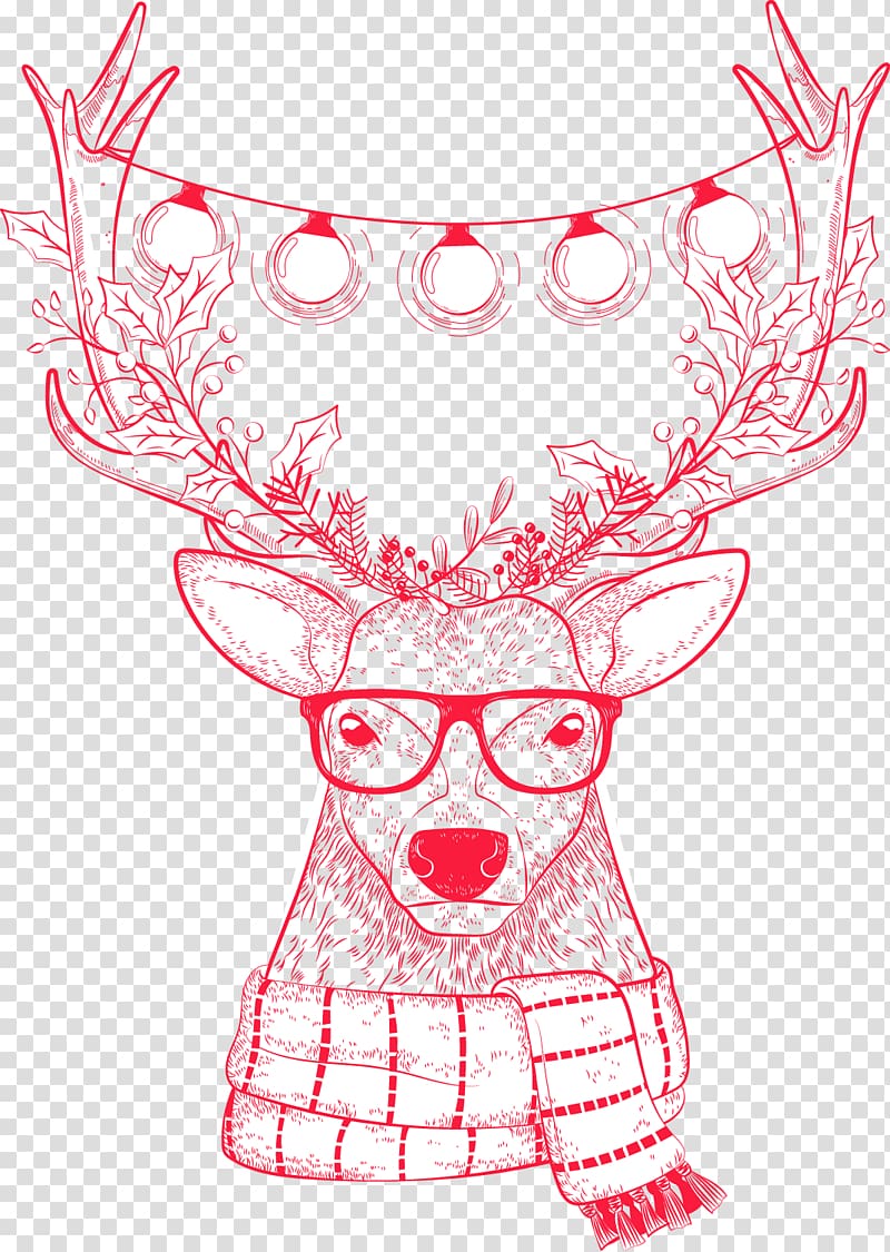Reindeer Wedding invitation Santa Claus Christmas, Creative deer transparent background PNG clipart