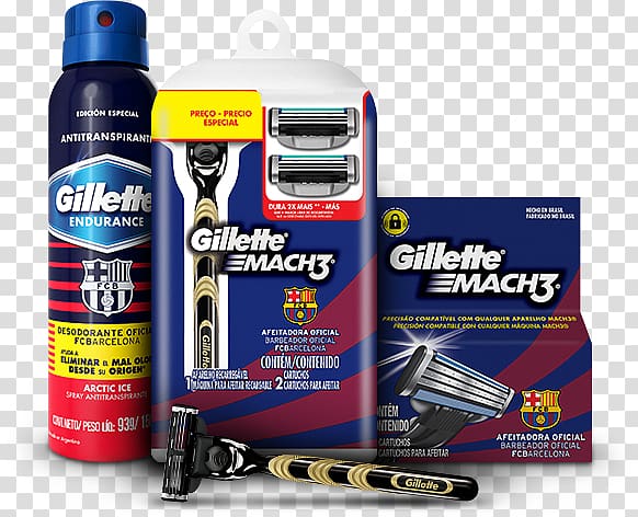 Gillette Mach3 Shaving Safety razor FC Barcelona C, Product Promotion transparent background PNG clipart