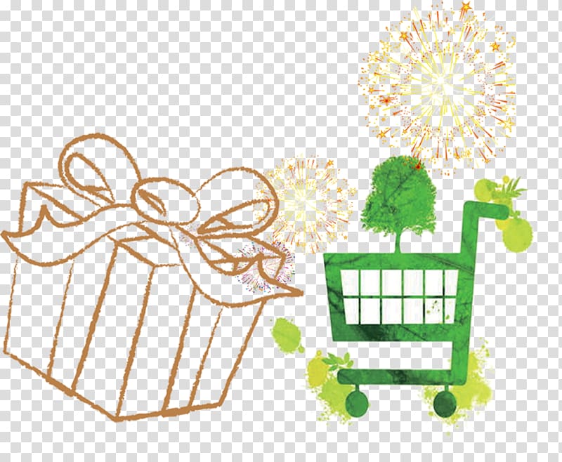 Shopping cart Icon, Shopping Cart painted gift boxes transparent background PNG clipart