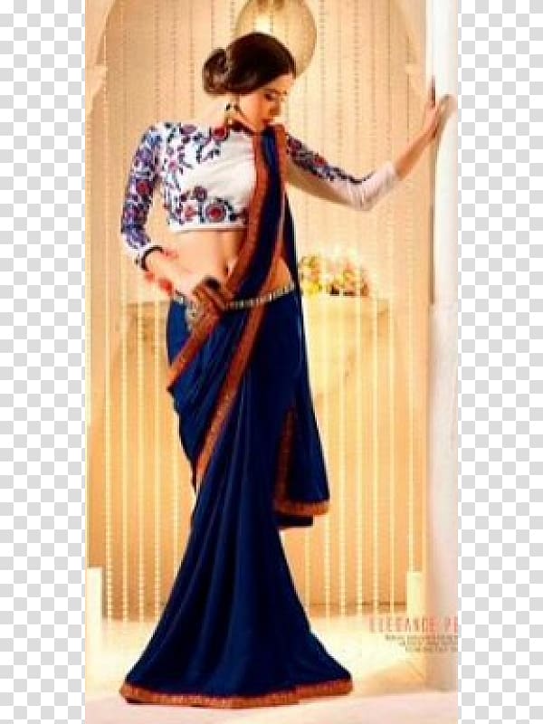 Banarasi sari Georgette Royal blue, others transparent background PNG clipart