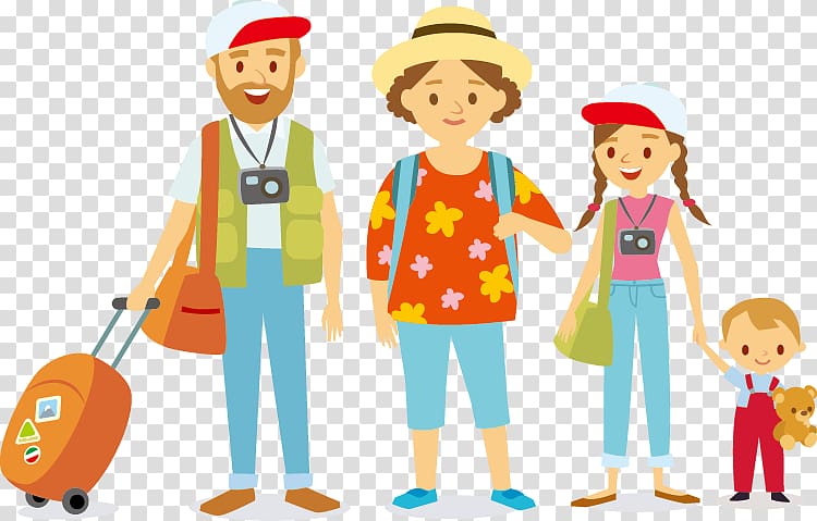 Travel Family Illustration, Family travel transparent background PNG clipart
