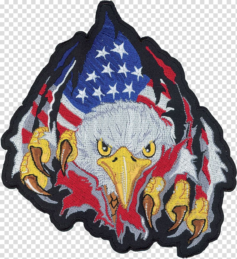Embroidered patch Iron-on Motorcycle Embroidery Eagle, tear material transparent background PNG clipart