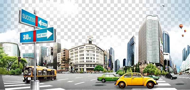 Taxi Asphalt Computer file, The intersection of the city transparent background PNG clipart