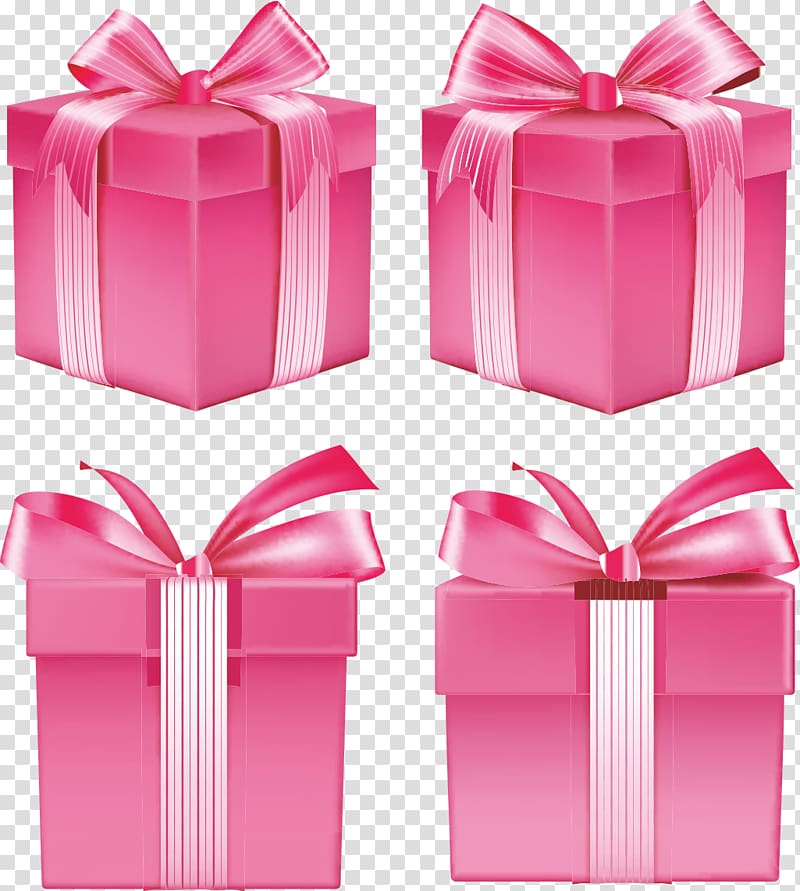 Gift Ribbon Box Pink, Gift transparent background PNG clipart