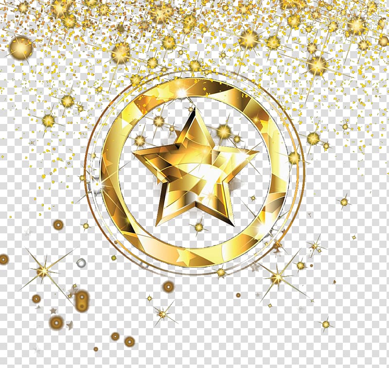golden luminous ring five-pointed star transparent background PNG clipart