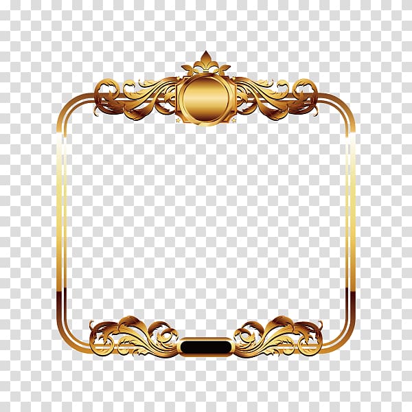 square gold-colored illustration, Gold , Beautifully golden frame material transparent background PNG clipart