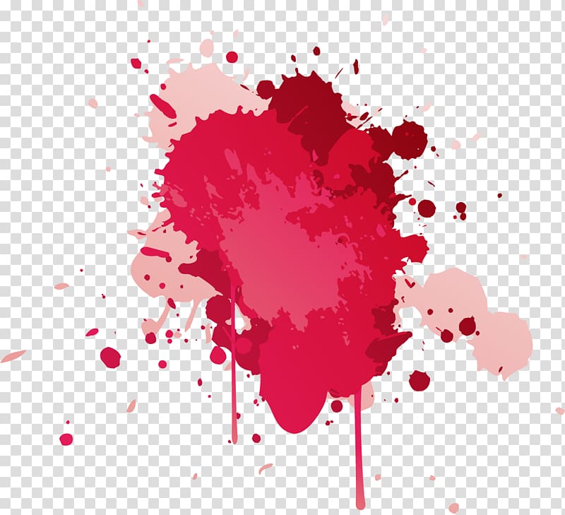 red and pink paint illustration, Paper Watercolor painting Red Ink, splatter transparent background PNG clipart