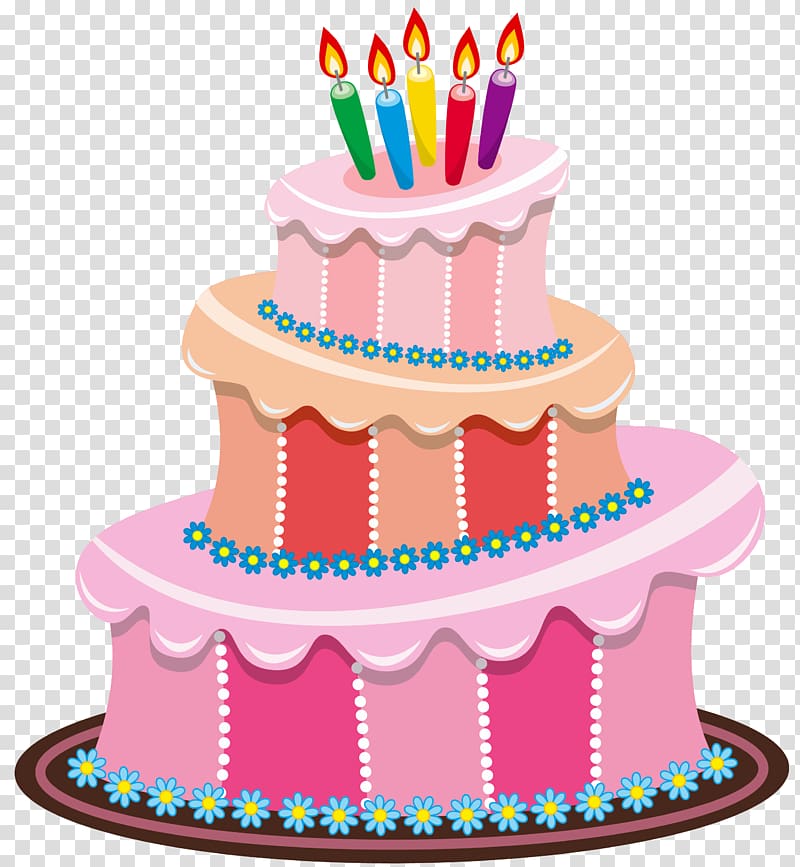 Birthday cake , Pink Birthday Cake , pink and multicolored birthday cake illustration transparent background PNG clipart