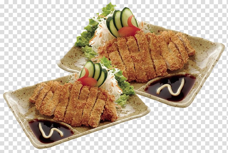 China Tonkatsu Japanese Cuisine Tempura Sauce, Deep fried pork chop with salad dressing transparent background PNG clipart