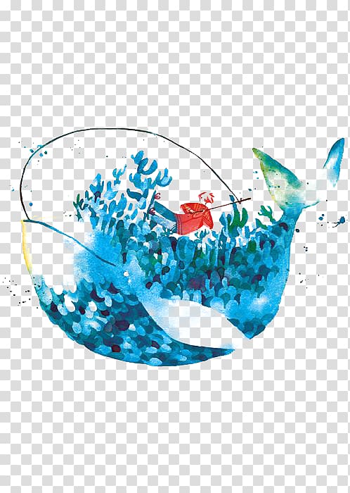 Blue whale Watercolor painting Drawing Art, blue whale transparent background PNG clipart