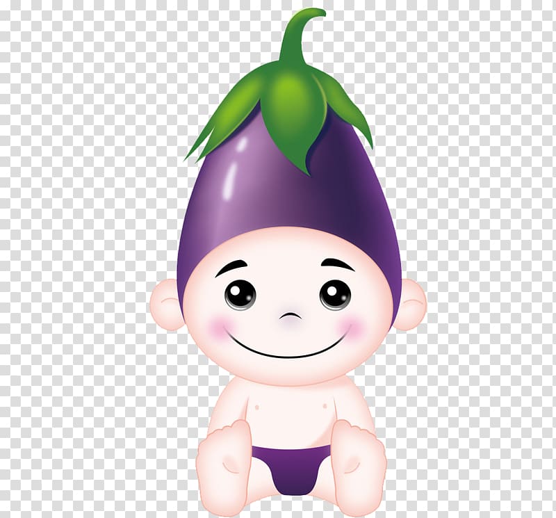 Eggplant Cartoon Vegetable, Cartoon little baby eggplant material transparent background PNG clipart