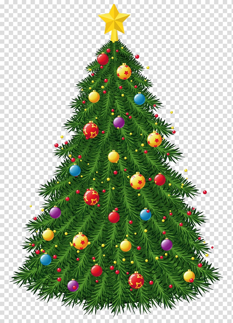 green Christmas tree with assorted-color ornaments , Christmas tree Christmas ornament Christmas decoration, Christmas Tree with Ornaments transparent background PNG clipart