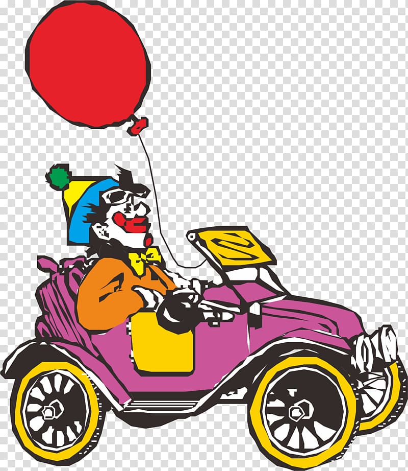 Car Clown , Open vintage car transparent background PNG clipart
