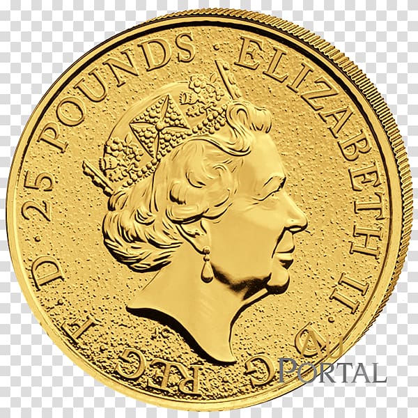 Royal Mint The Queen\'s Beasts Gold coin Bullion coin, invest wales transparent background PNG clipart