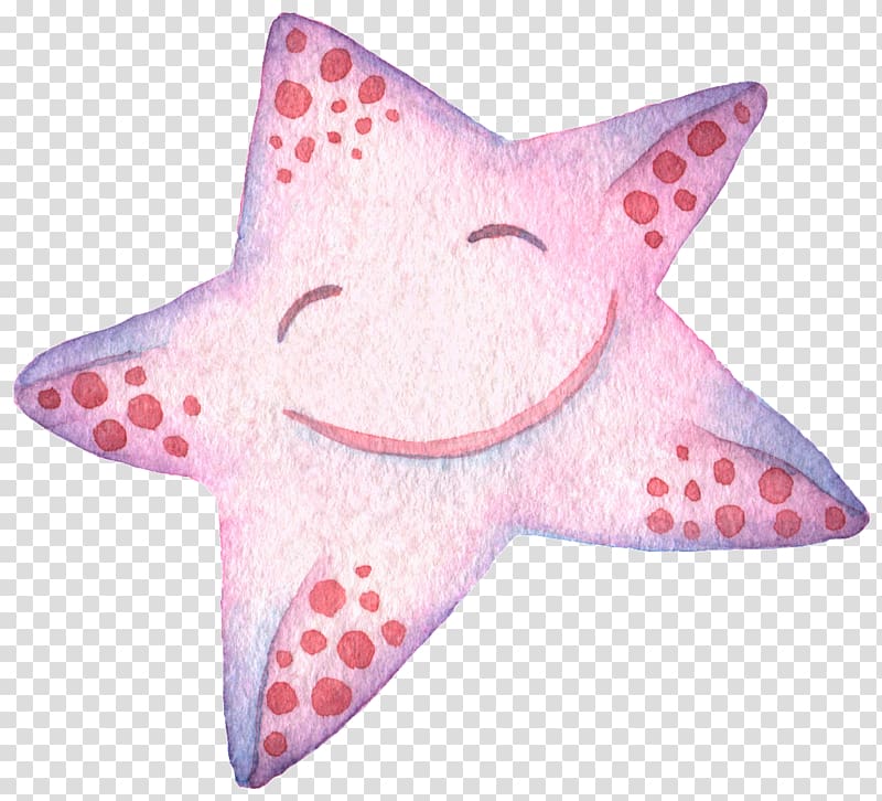 Watercolor: Flowers Watercolor painting, Lovely spot smiley starfish material transparent background PNG clipart