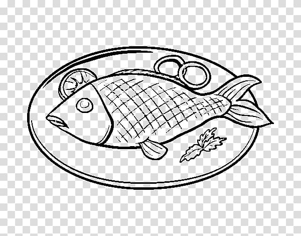 Fried Fish Black And White Clipart