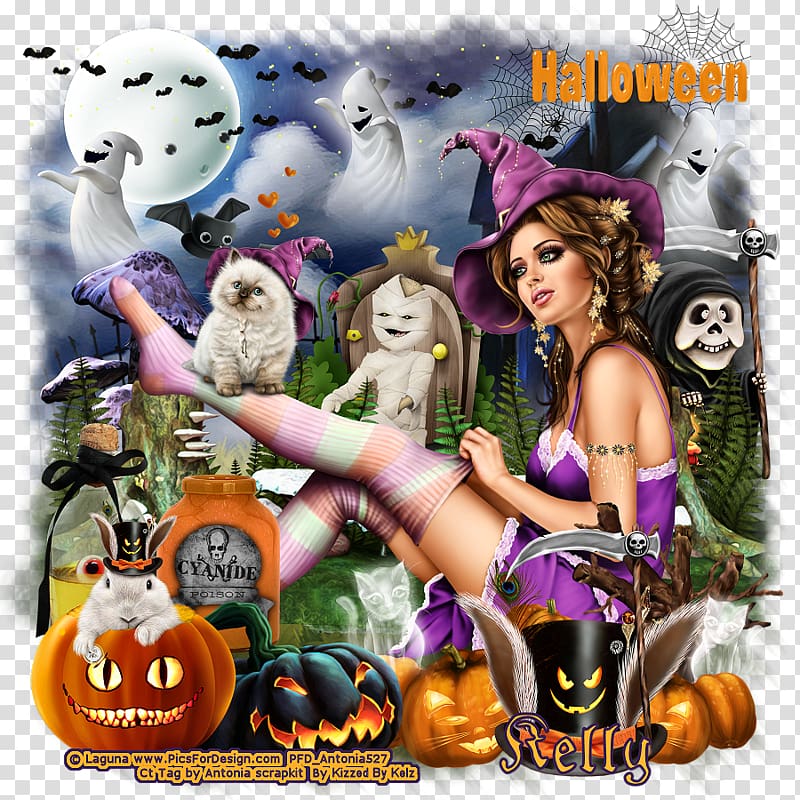 Album cover montage Halloween film series, british cat transparent background PNG clipart