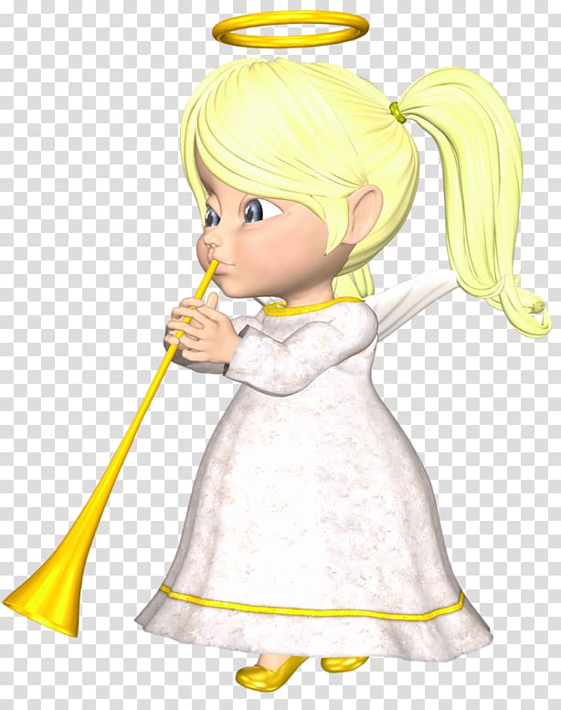 female cartoon character illustration, , Cute Blonde Angel with Horn Large transparent background PNG clipart