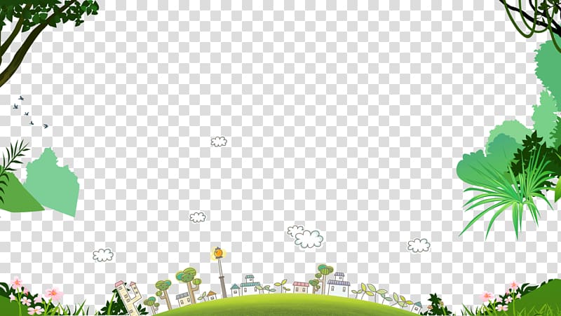 white houses near trees illustration, Children background elements transparent background PNG clipart