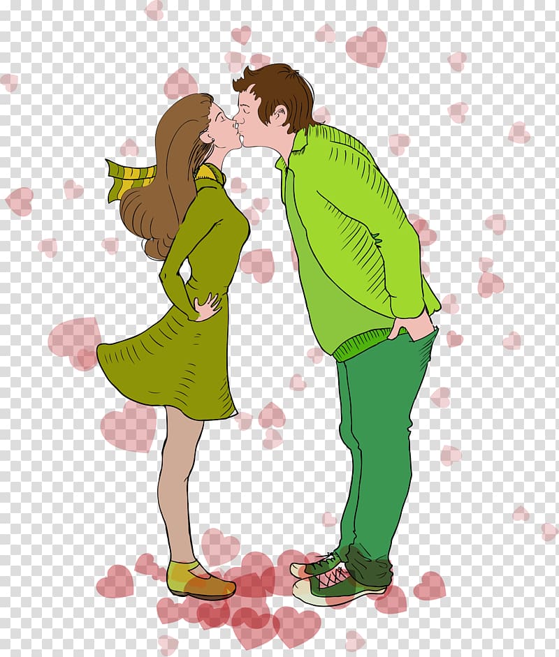Euclidean Kiss Love Illustration, Couple transparent background PNG clipart
