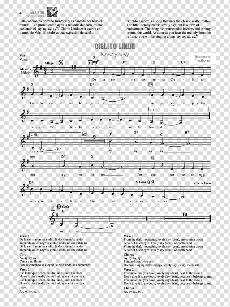 Sheet Music Mariachi Trumpet J.W. Pepper & Son, sheet music transparent background PNG clipart