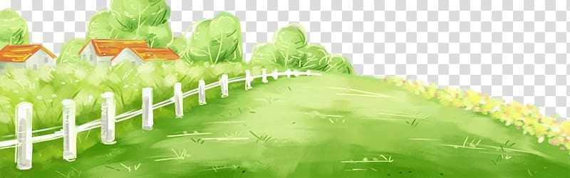 white fence and grass illustration, Computer file, Fresh grass garden transparent background PNG clipart