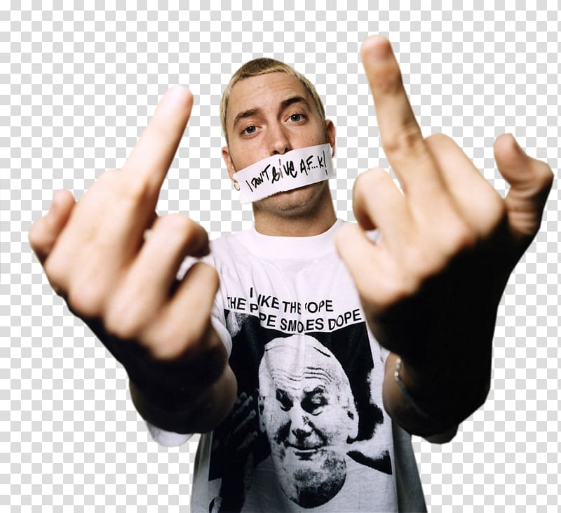 Eminem, Eminem The finger The Marshall Mathers LP Rapper Middle finger, eminem transparent background PNG clipart