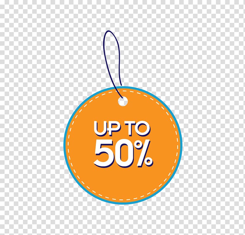 up to 50% text, Price tag Label, price tag orange circular transparent background PNG clipart
