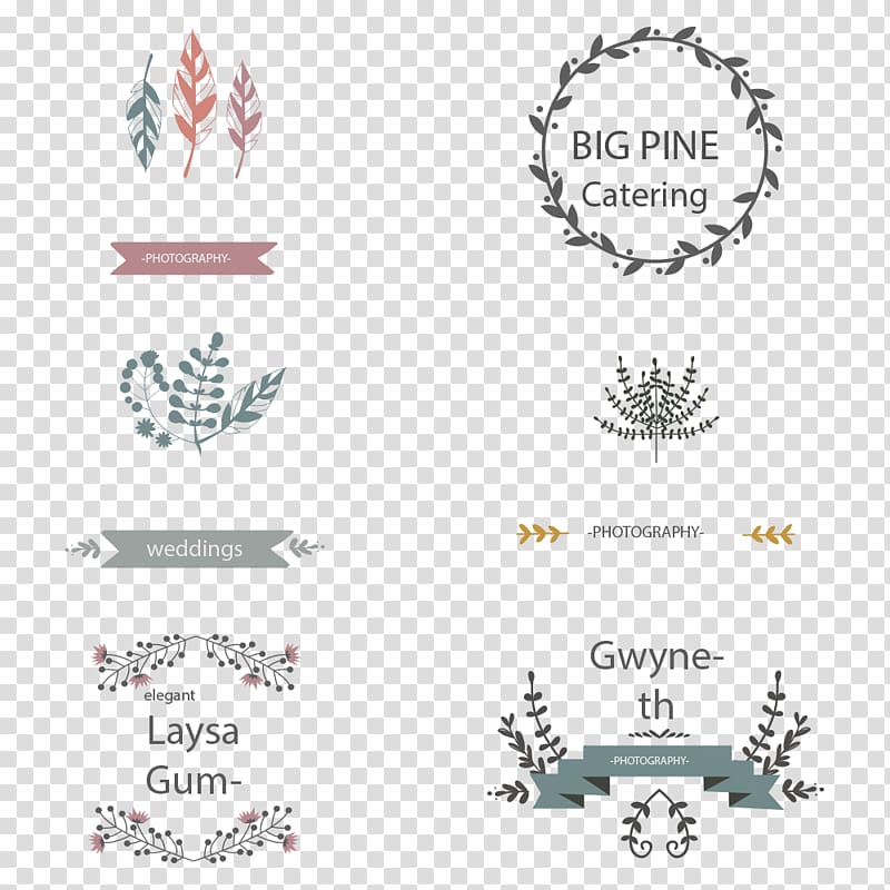 six assorted collage, Wedding logo transparent background PNG clipart