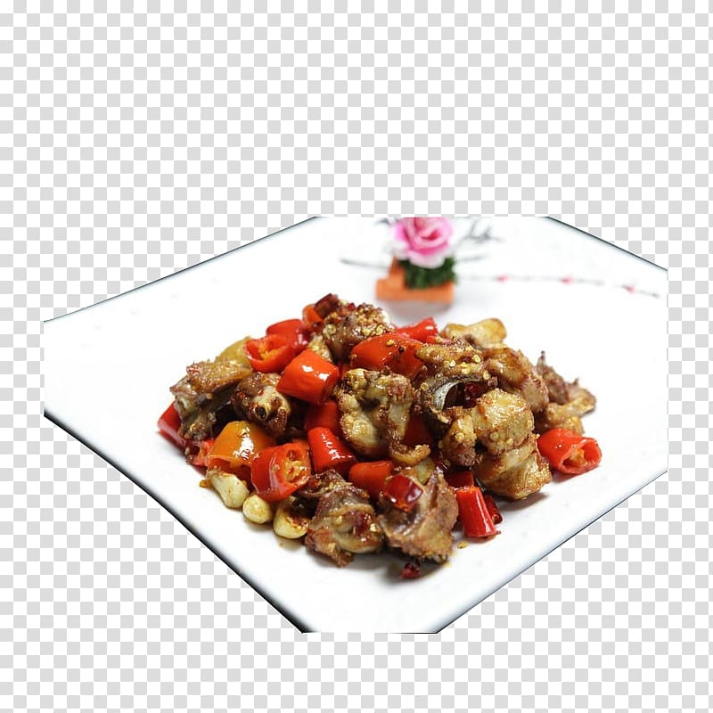 Laziji Fried chicken Vegetarian cuisine Dish, Spicy stir-fried chicken transparent background PNG clipart